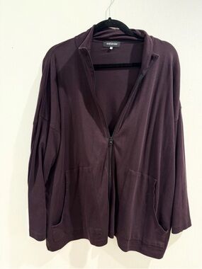 eskandar Plum Zip-Front Bomber Hoodie